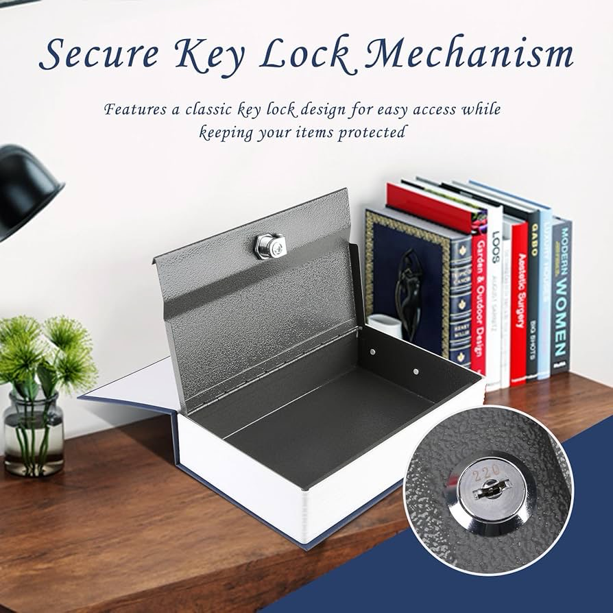Hidden Metal Book Safe with Key Lock
