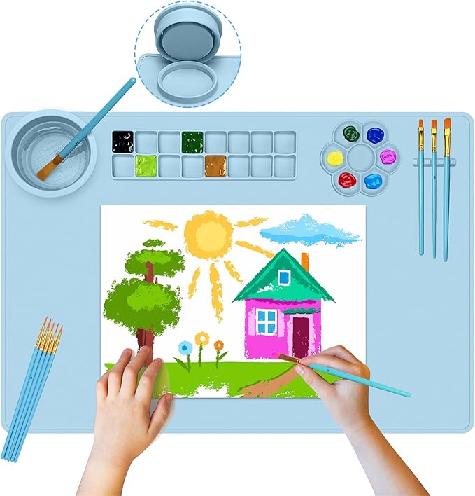 Silicone Art Mats for Crafts with 10 Brushes