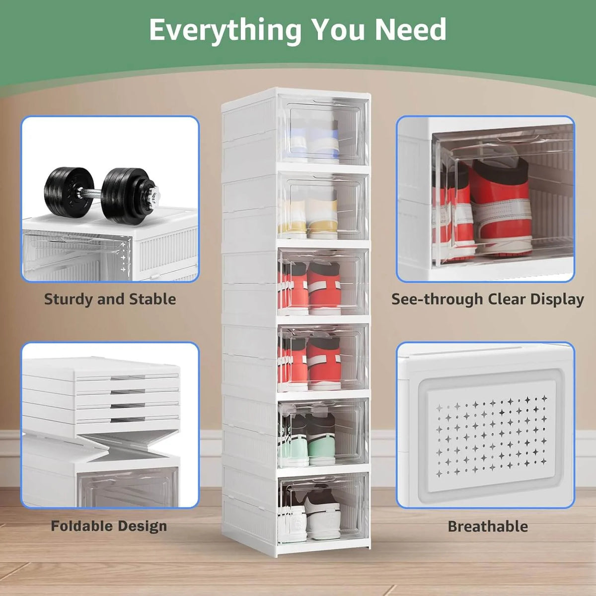 Shoes Storage, 6 Pack X-Large Shoe Organizer for Closet