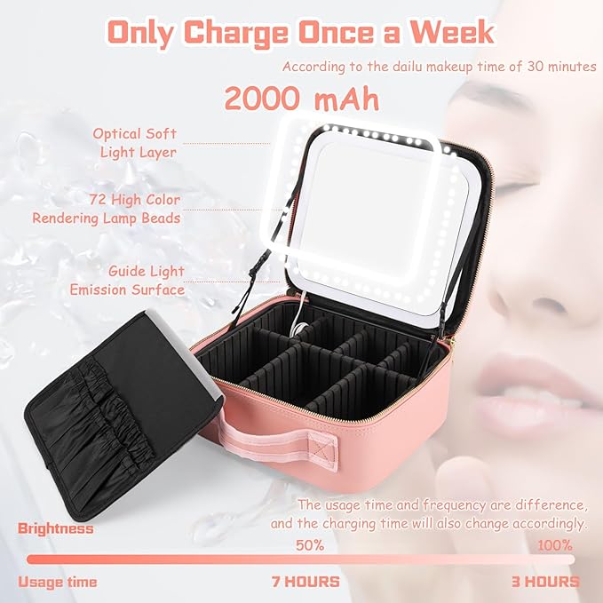 Light Make up Bag with Mirror