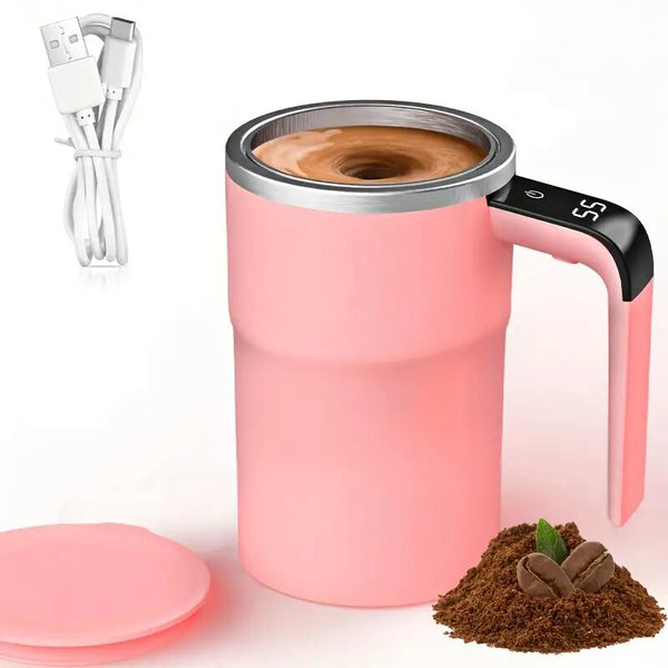 Automatic Magnetic Stirring Coffee Mug with Temperature Display, Rechargeable Stirring Mugs