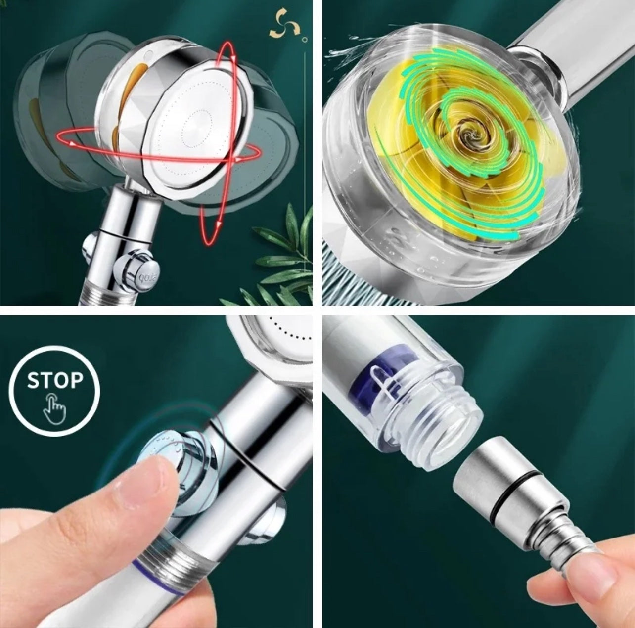 Water Saving Flow 360° Rotating High-pressure ShowerHead