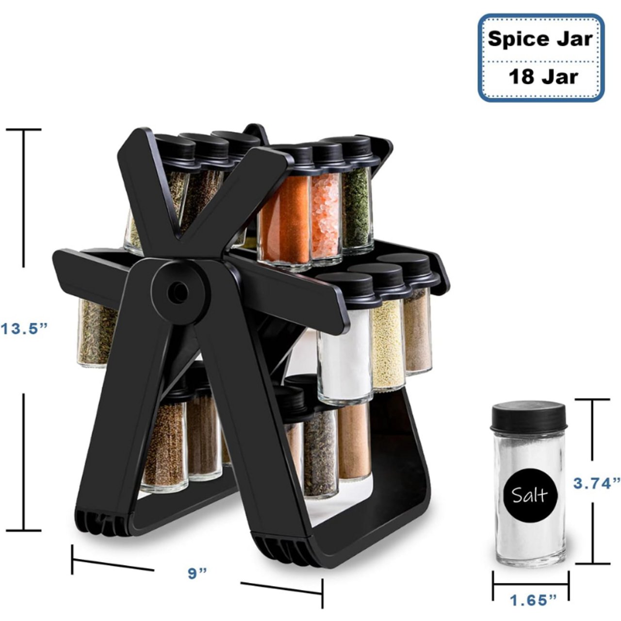 18 Glases Jar Rotating Spice Rack - Clicky