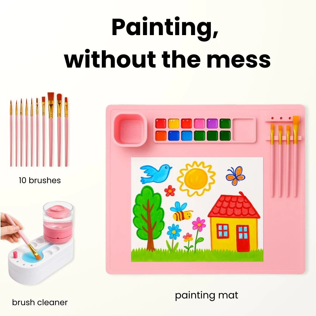 Silicone Art Mats for Crafts with 10 Brushes