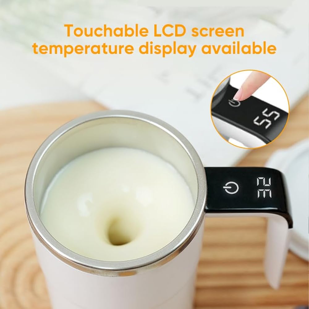 Automatic Magnetic Stirring Coffee Mug with Temperature Display, Rechargeable Stirring Mugs