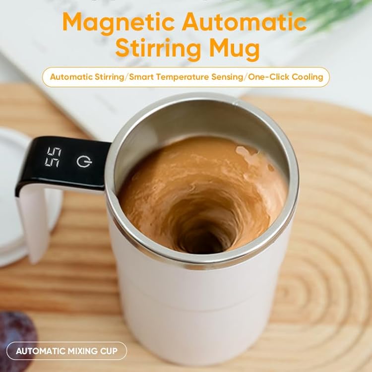 Automatic Magnetic Stirring Coffee Mug with Temperature Display, Rechargeable Stirring Mugs