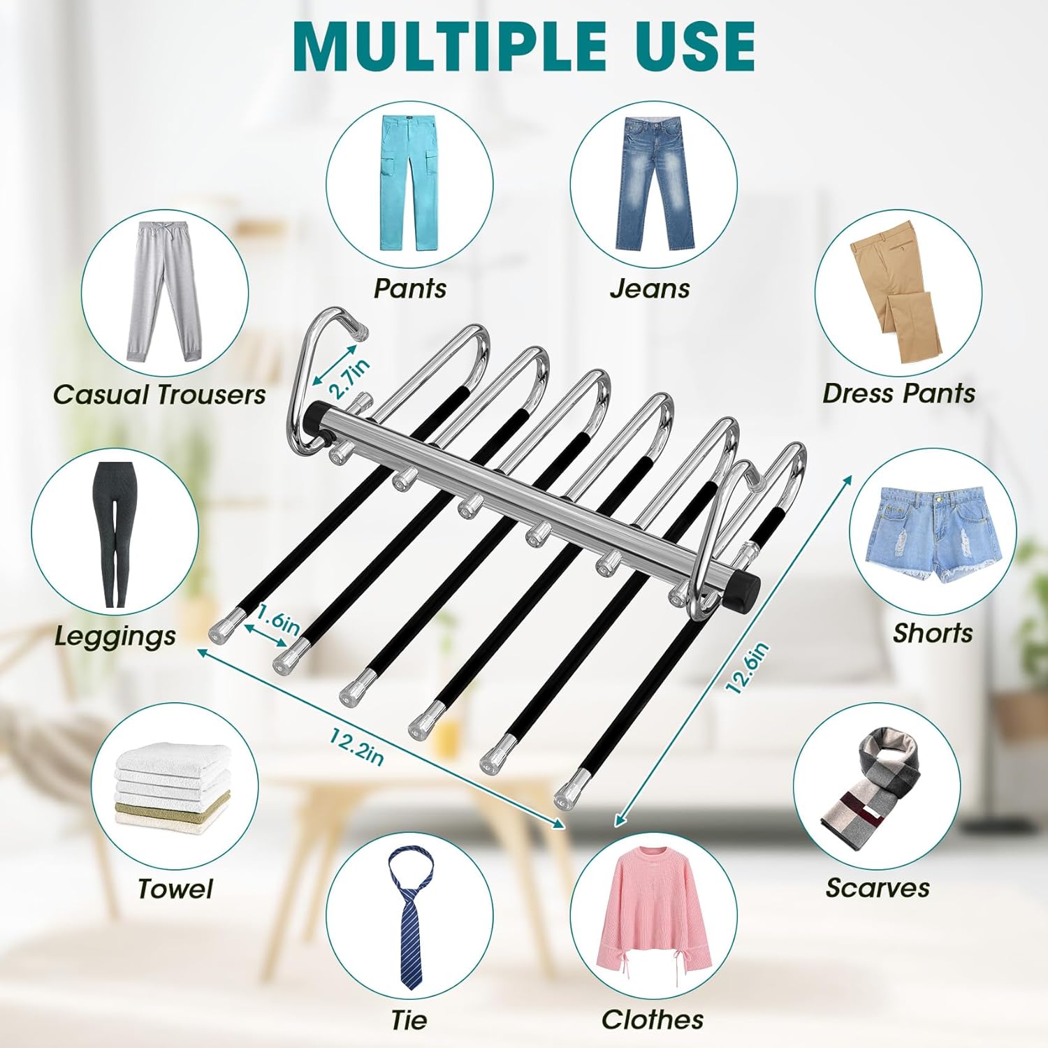 6 In 1 Stainless Steel Pants Hanger - Clicky