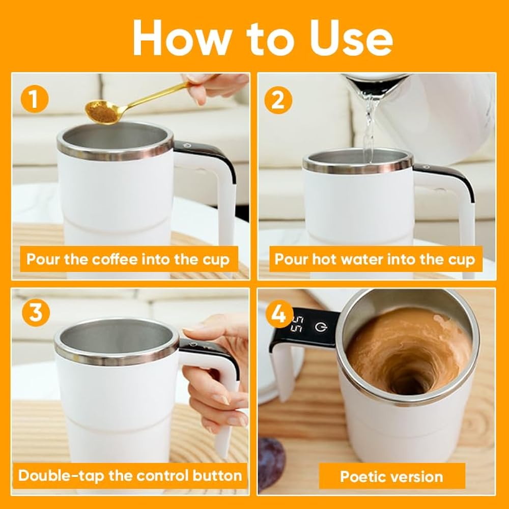 Automatic Magnetic Stirring Coffee Mug with Temperature Display, Rechargeable Stirring Mugs
