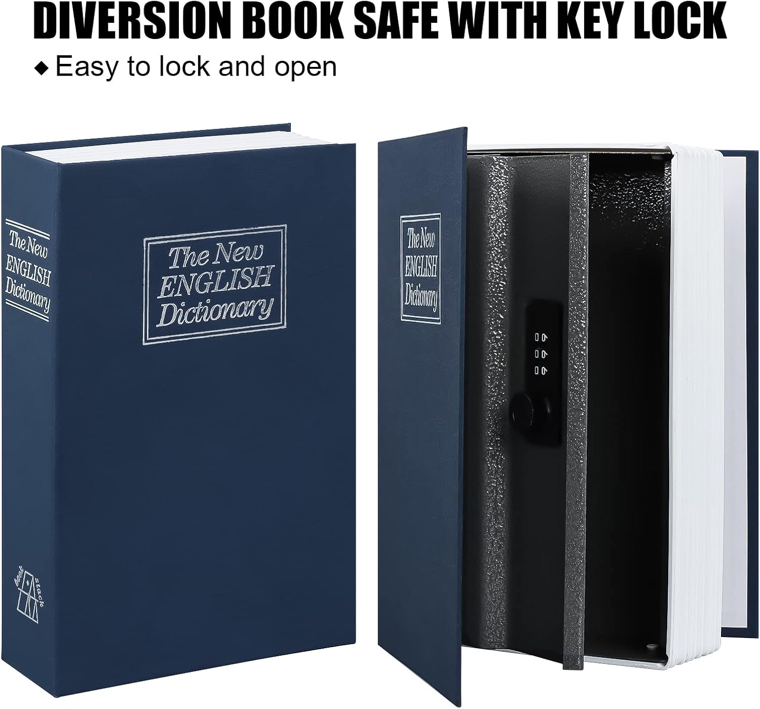 Hidden Metal Book Safe with Key Lock
