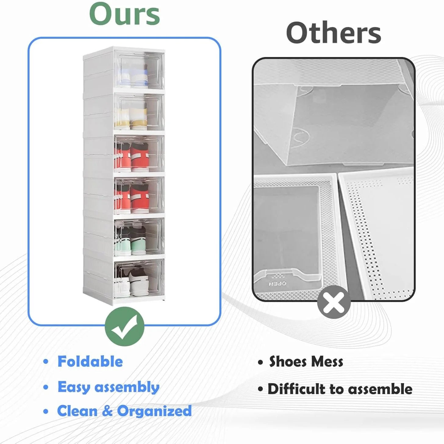 Shoe Storage, 6 Pack X-Large Shoe Organizer for Closet