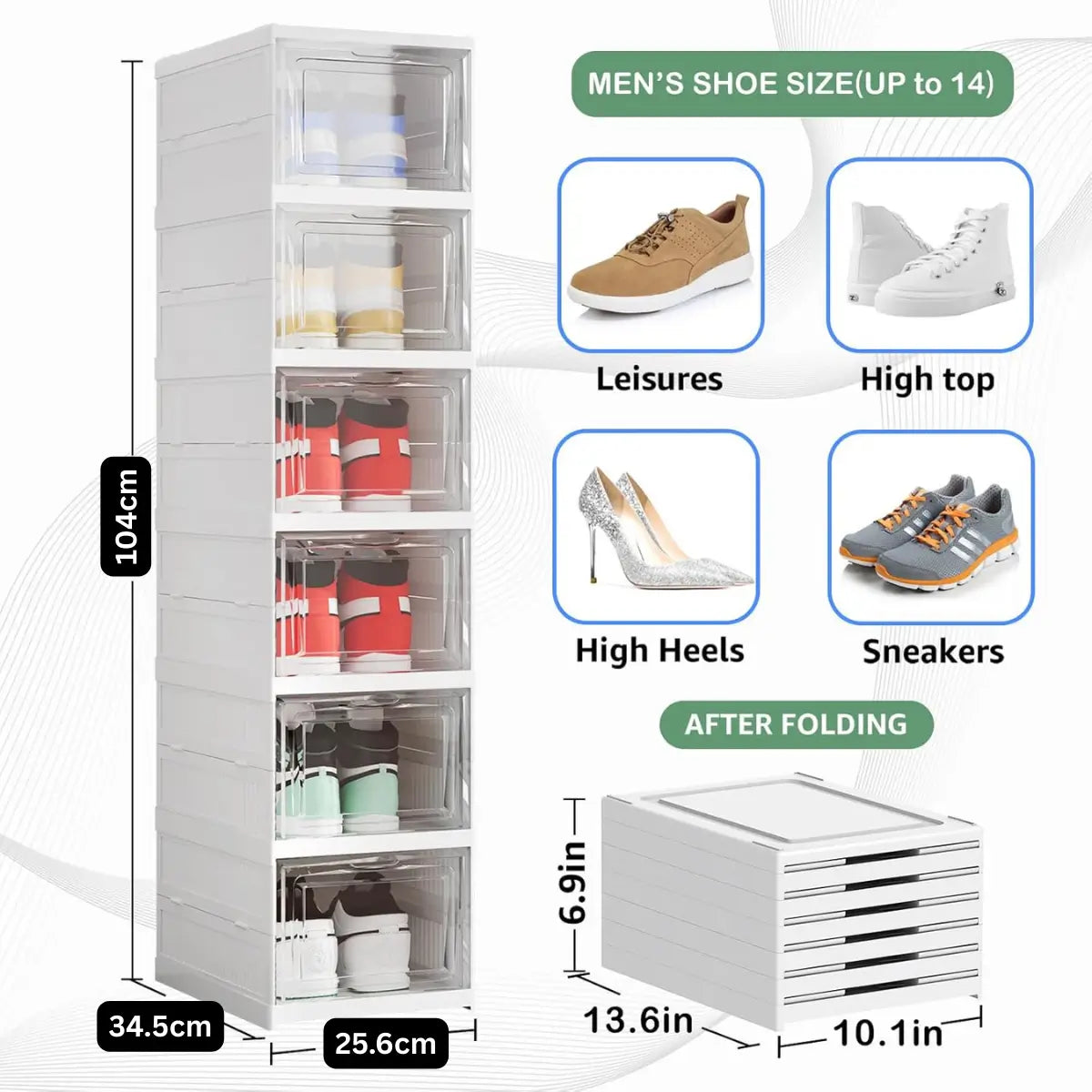 Shoe Storage, 6 Pack X-Large Shoe Organizer for Closet