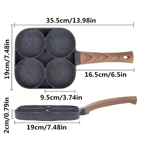 Nonstick 4 Cup Pancake Pan Multi Cavity Egg Frying Pan for Easy Breakfast