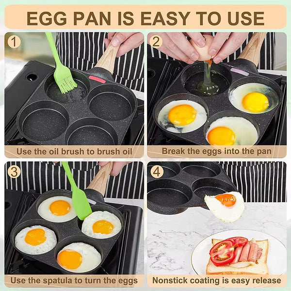 Nonstick 4 Cup Pancake Pan Multi Cavity Egg Frying Pan for Easy Breakfast