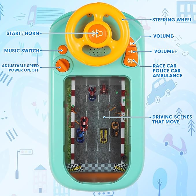 kids Racing Adventure Car Steering Wheel Toy - Clicky