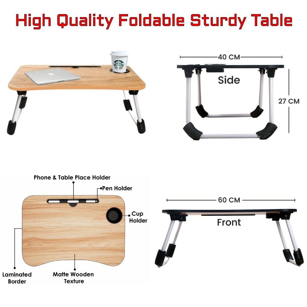 Laptop Bed Desk , Table Tray Stand with Cup Holder - Clicky