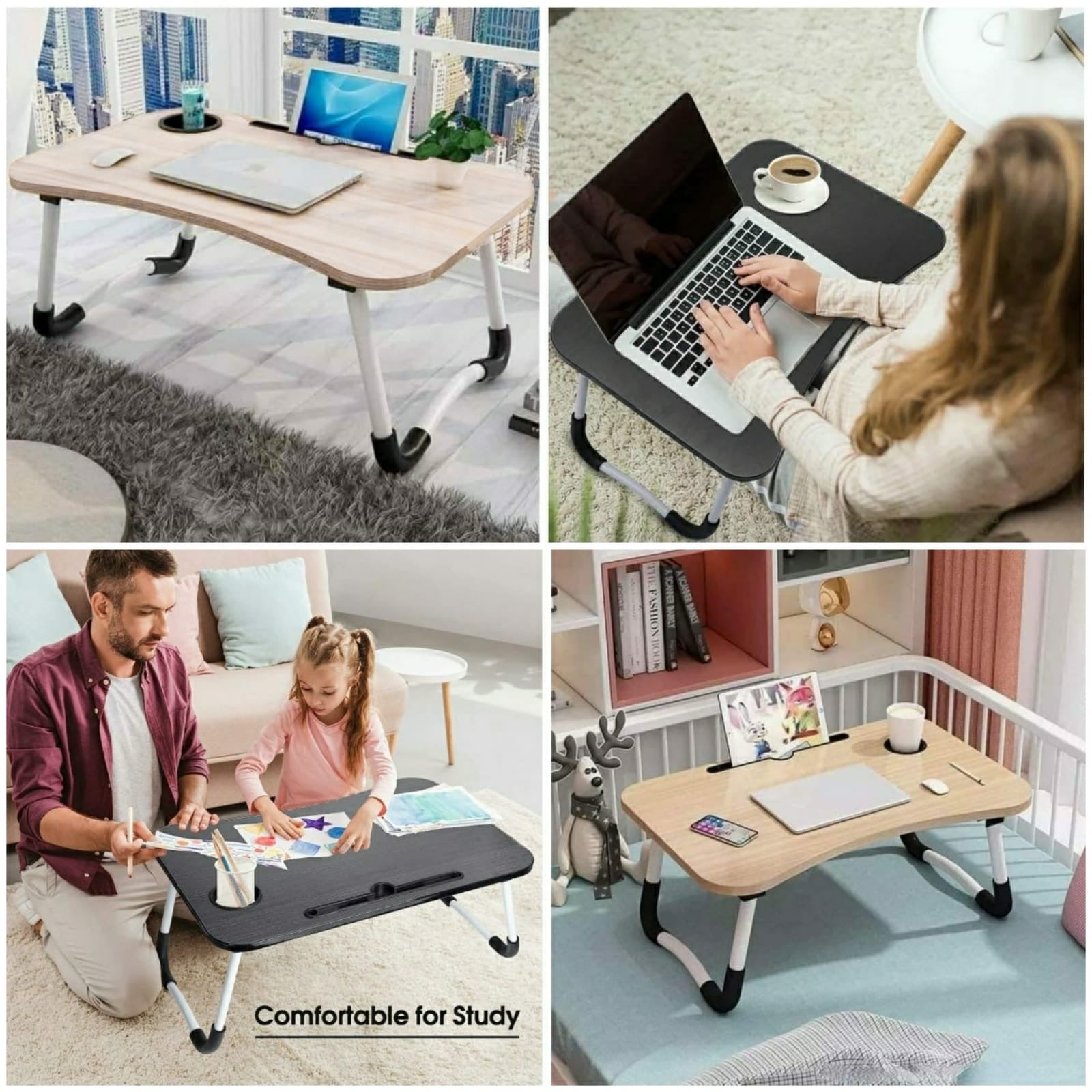 Laptop Bed Desk , Table Tray Stand with Cup Holder - Clicky