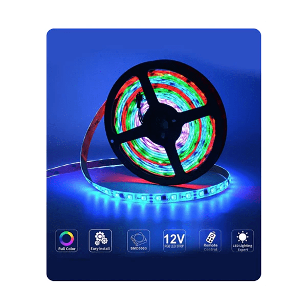 RGB Remote Control LED Strip Light - 16 Colors Changing, 5 - Meter RGB 5R - Clicky