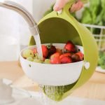 rotary drain basket kitchen double layer fruit and vegetable drain - Clicky