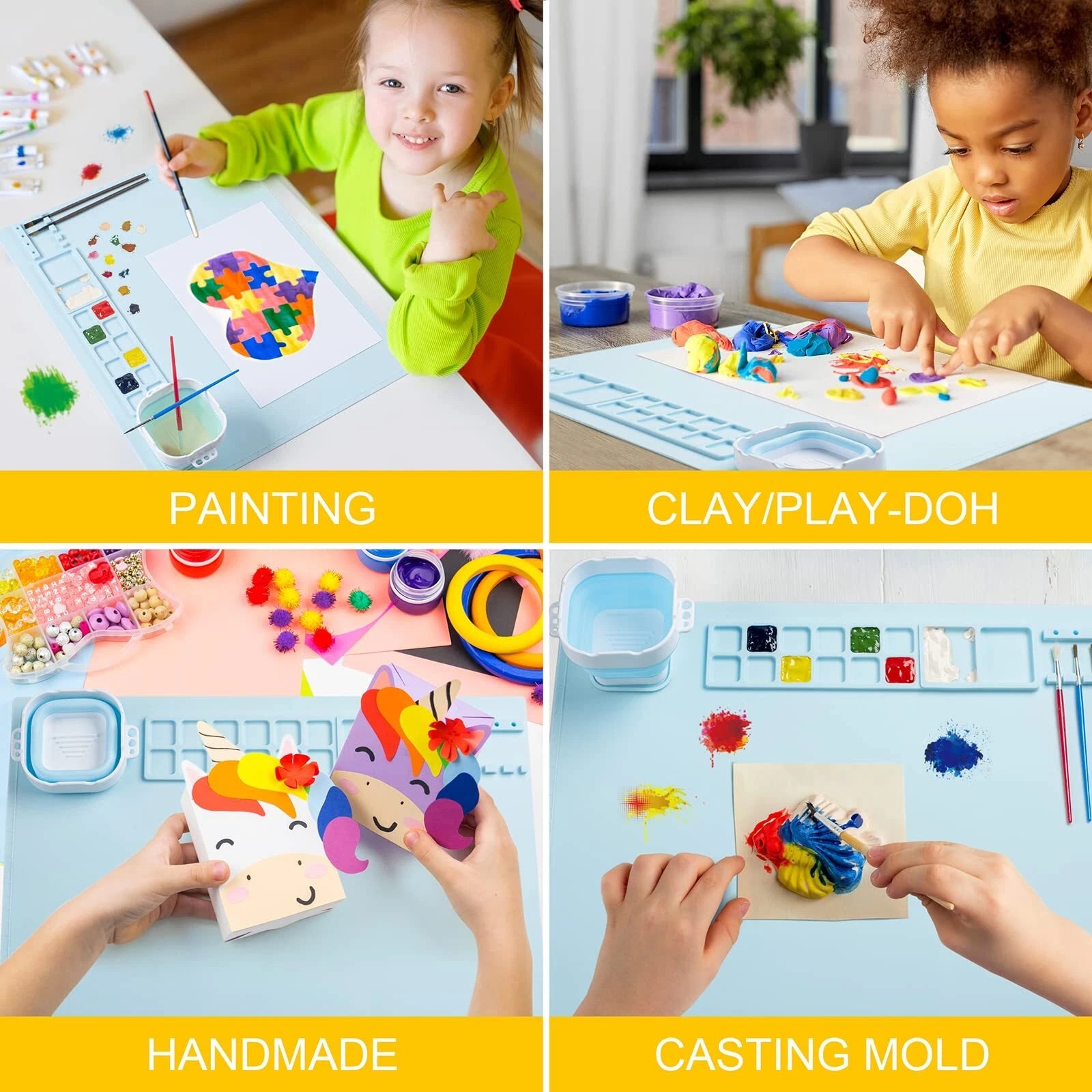 Silicone Art Mats for Crafts with 10 Brushes